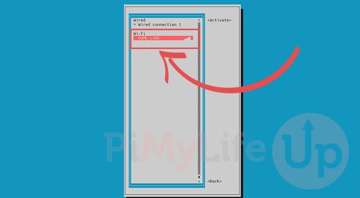 Select Wi-Fi to connect to on the Raspberry Pi