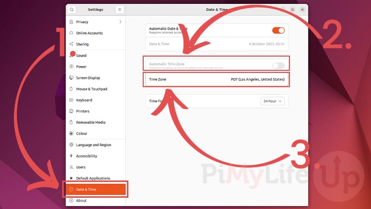 Open Ubuntu Time zone Change Screen