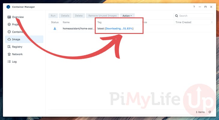 Wait for container to download